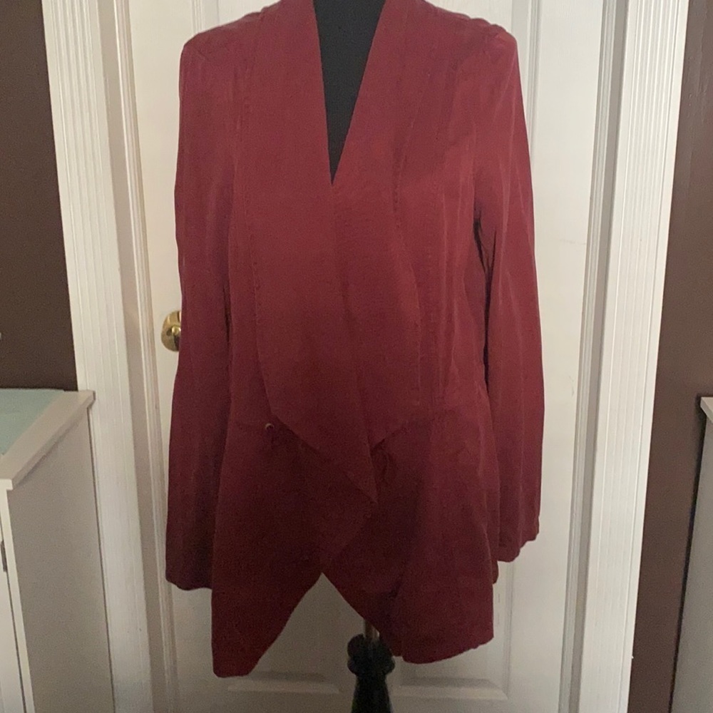 Coffee Shop New York Drape Front Jacket Rusty Red